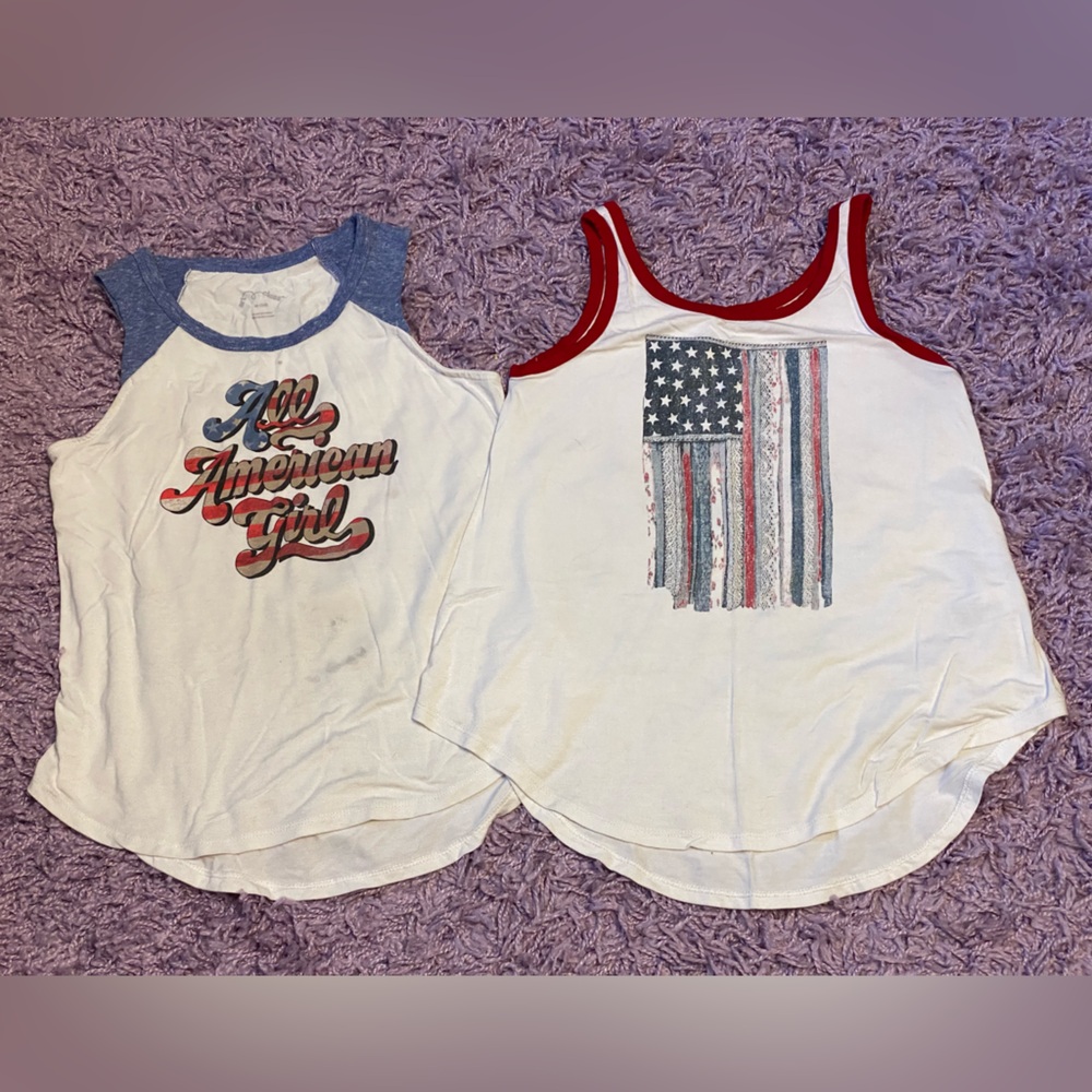 2 Girls' White Patriotic Tank Top - All American Girl